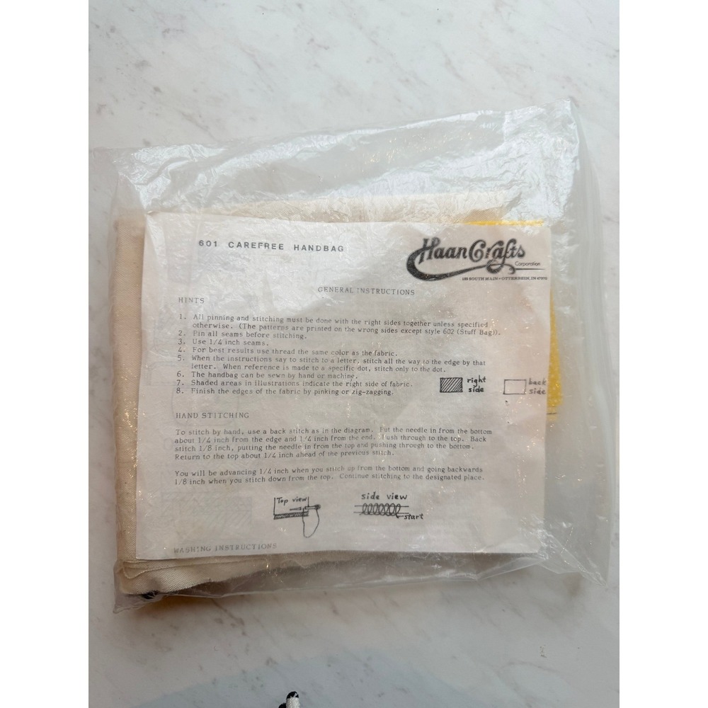 VTG Haan Crafts Carefree Handbag Kit Cream Yellow DIY Sewing Craft
